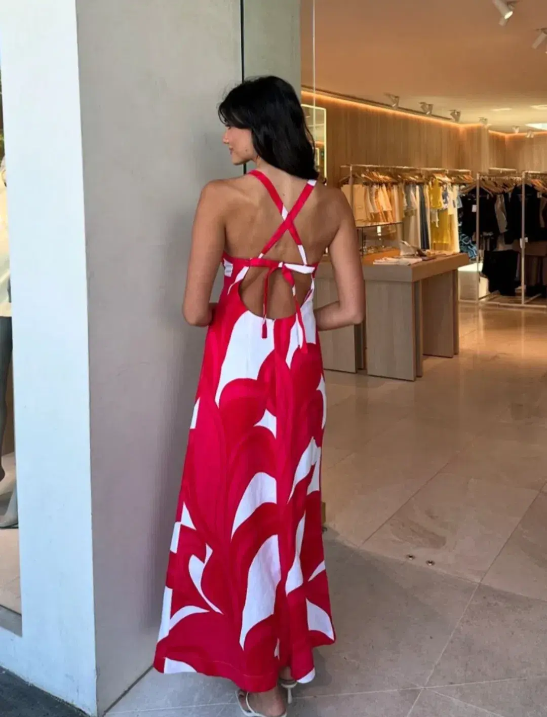 Kookai Zani Maxi Dress in Red White Floral Size 10 - Image 3