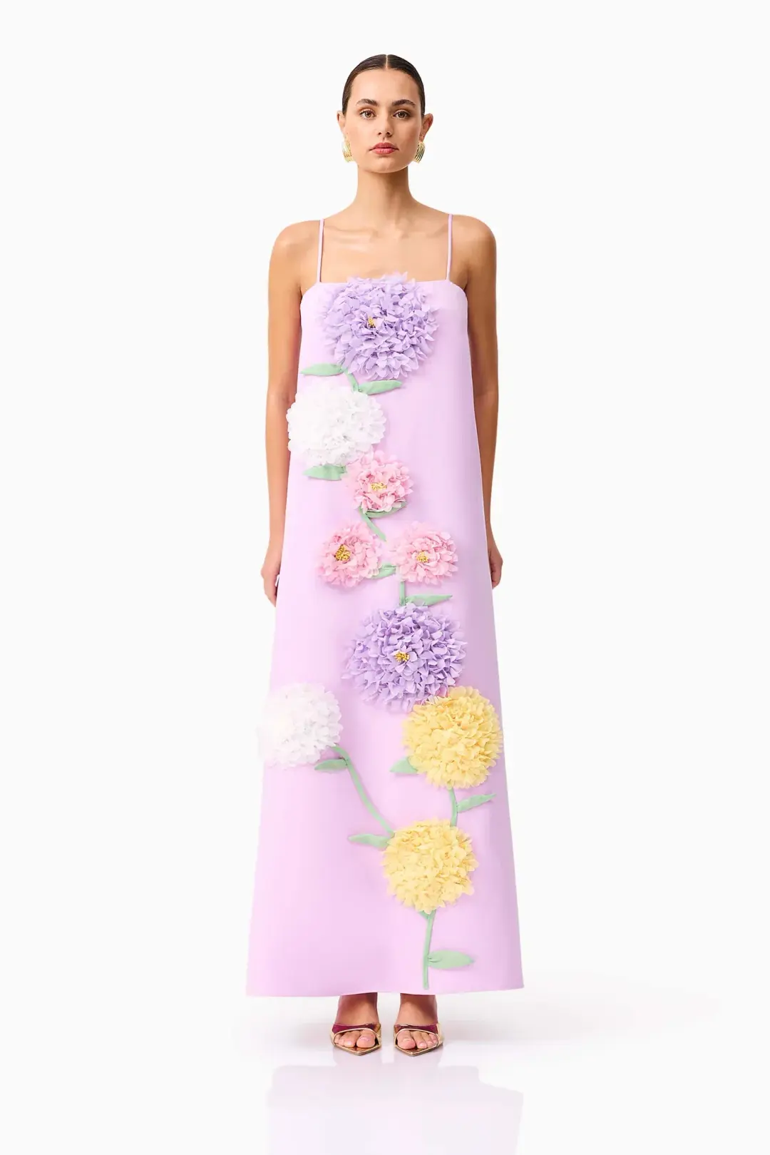 Elliatt Buttercup Embroidered Maxi Dress size 8 Purple for rent on The Volte - main image