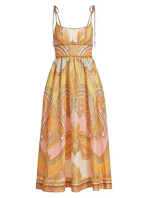 Zimmermann Maxine Picnic Midi Dress in Gold Paisley Size 10 - Image 2