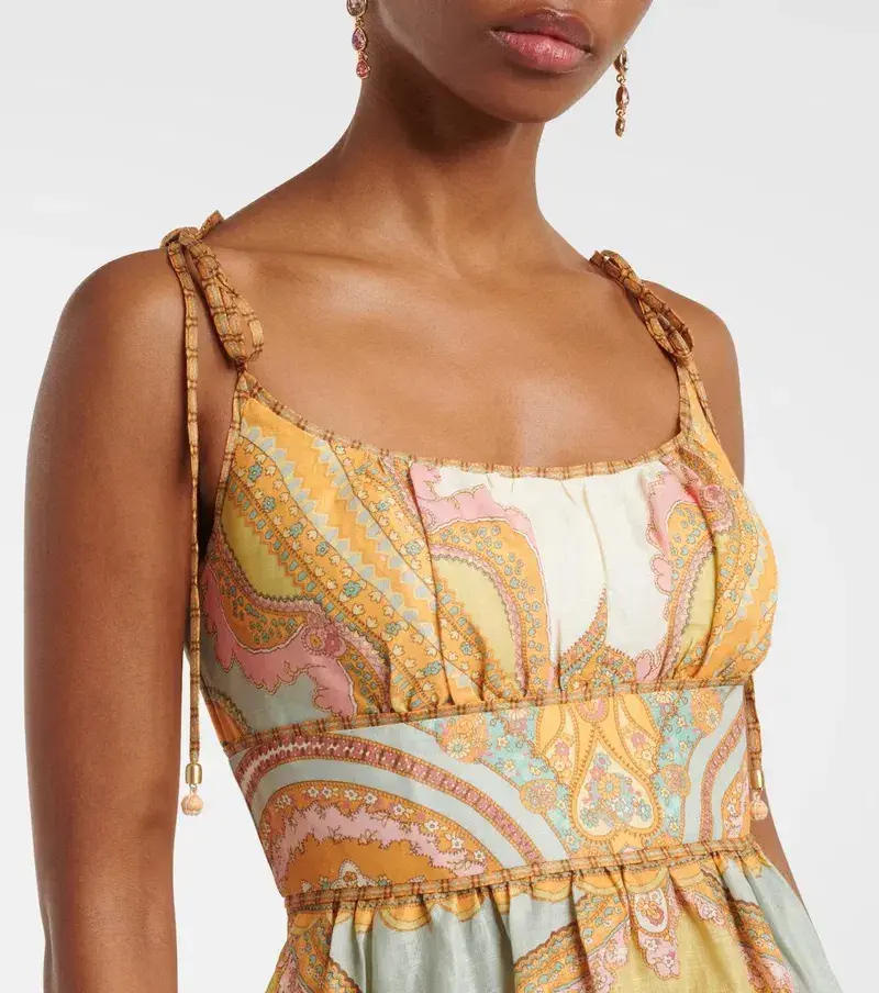 Zimmermann Maxine Picnic Midi Dress in Gold Paisley Size 10 for rent on The Volte - main image