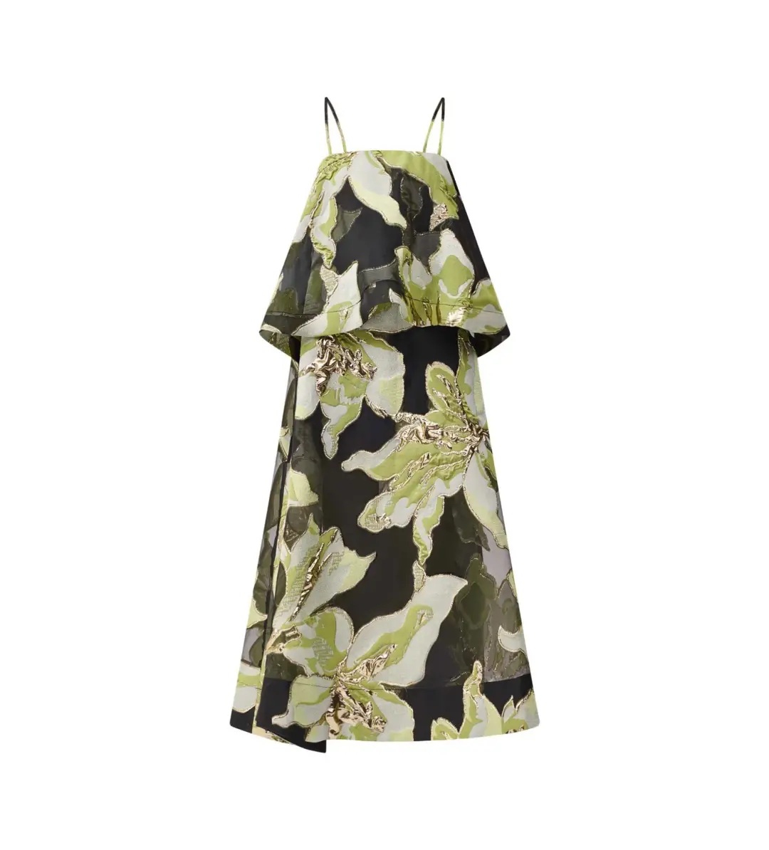 Elliatt Elysia Tiered Gown Black and Green Floral Size L AU 12 for rent on The Volte - main image