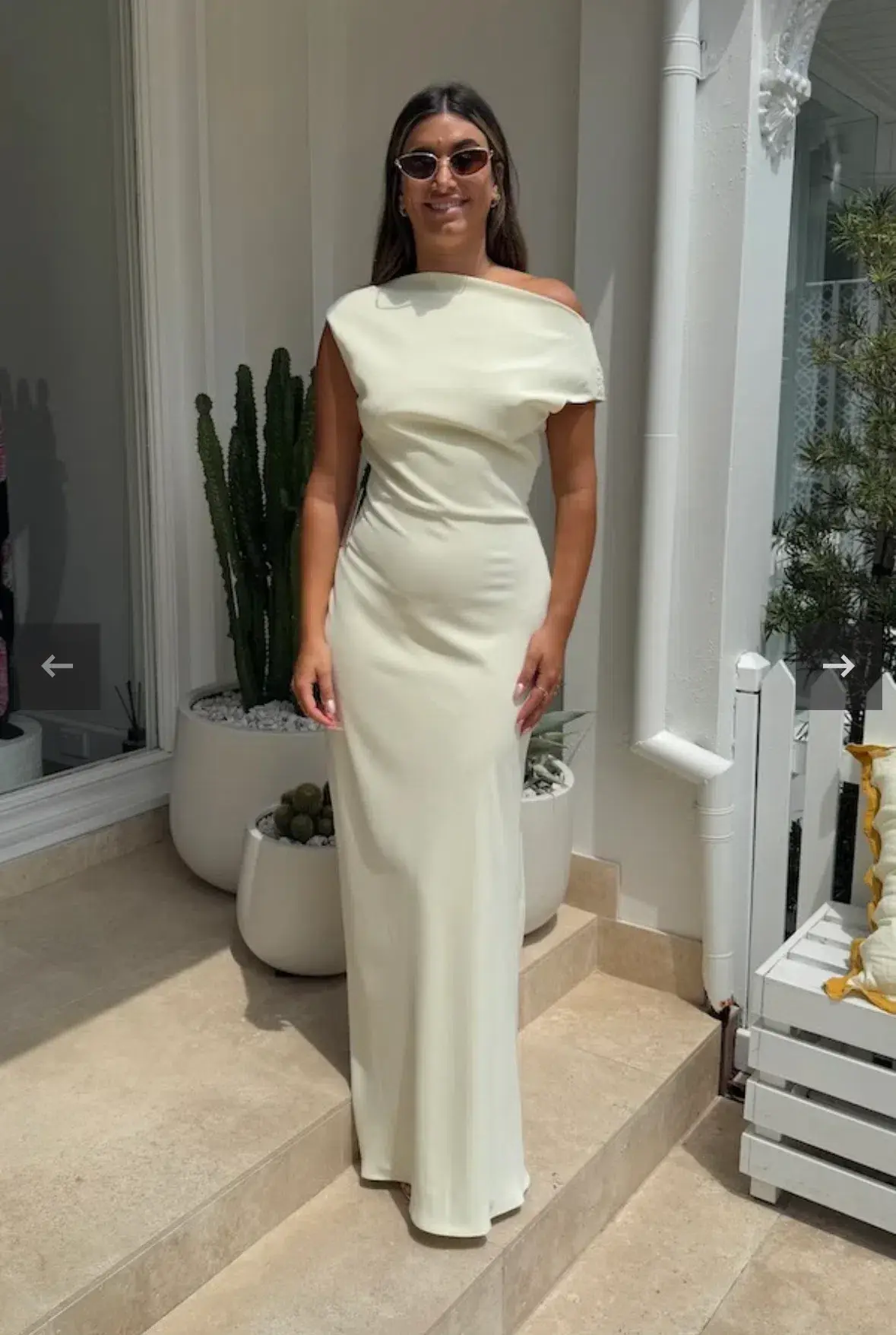 Odd Muse Drape Maxi Dress, Buttercream, Size M/AU10 - Image 1