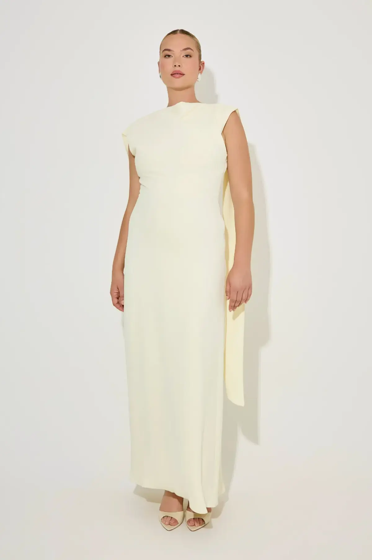 Odd Muse Drape Maxi Dress, Buttercream, Size M/AU10 - Image 2