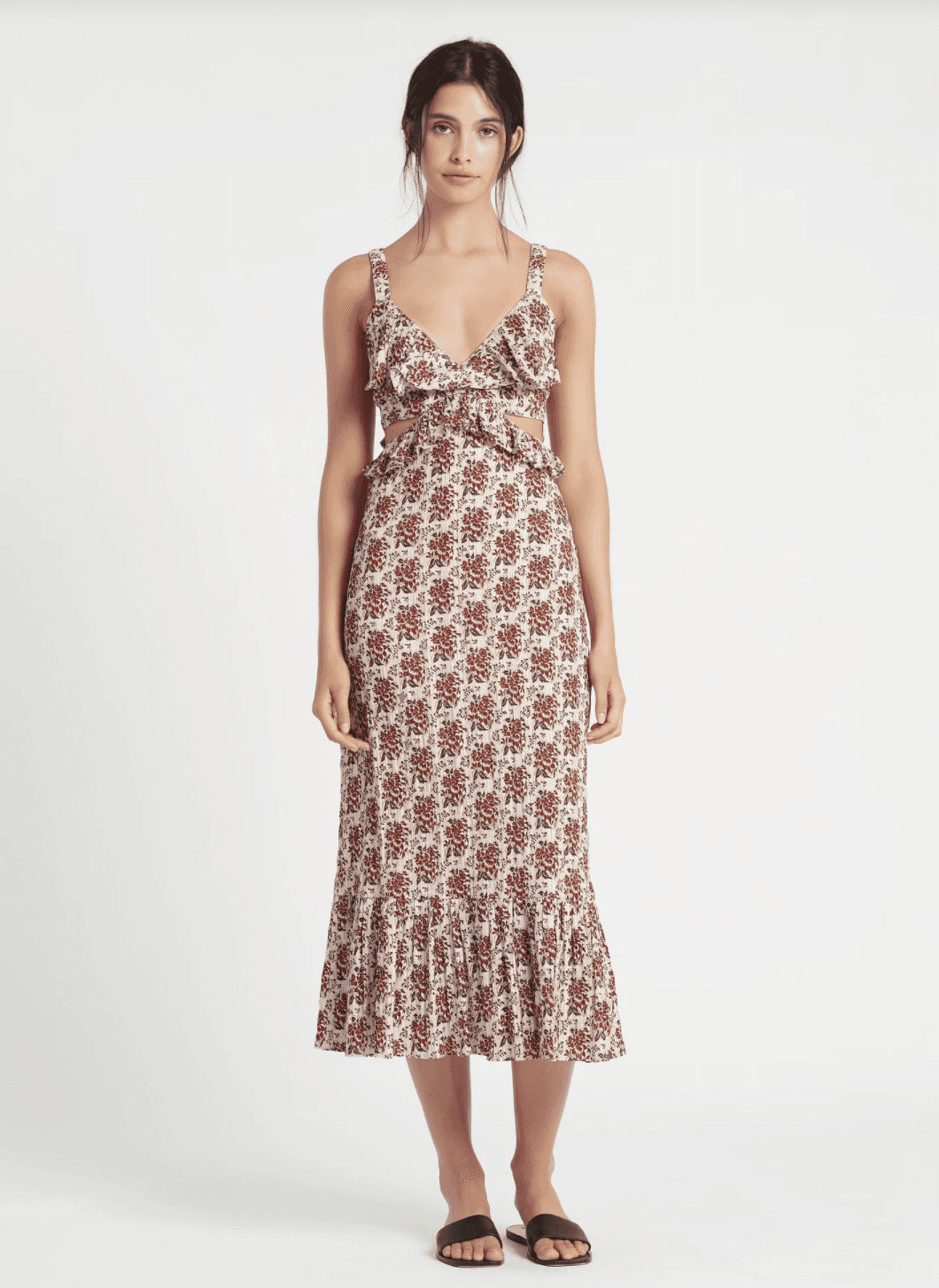 Sir The Label Floré Cut Out Dress Midi Floral | AU 10 - Image 1