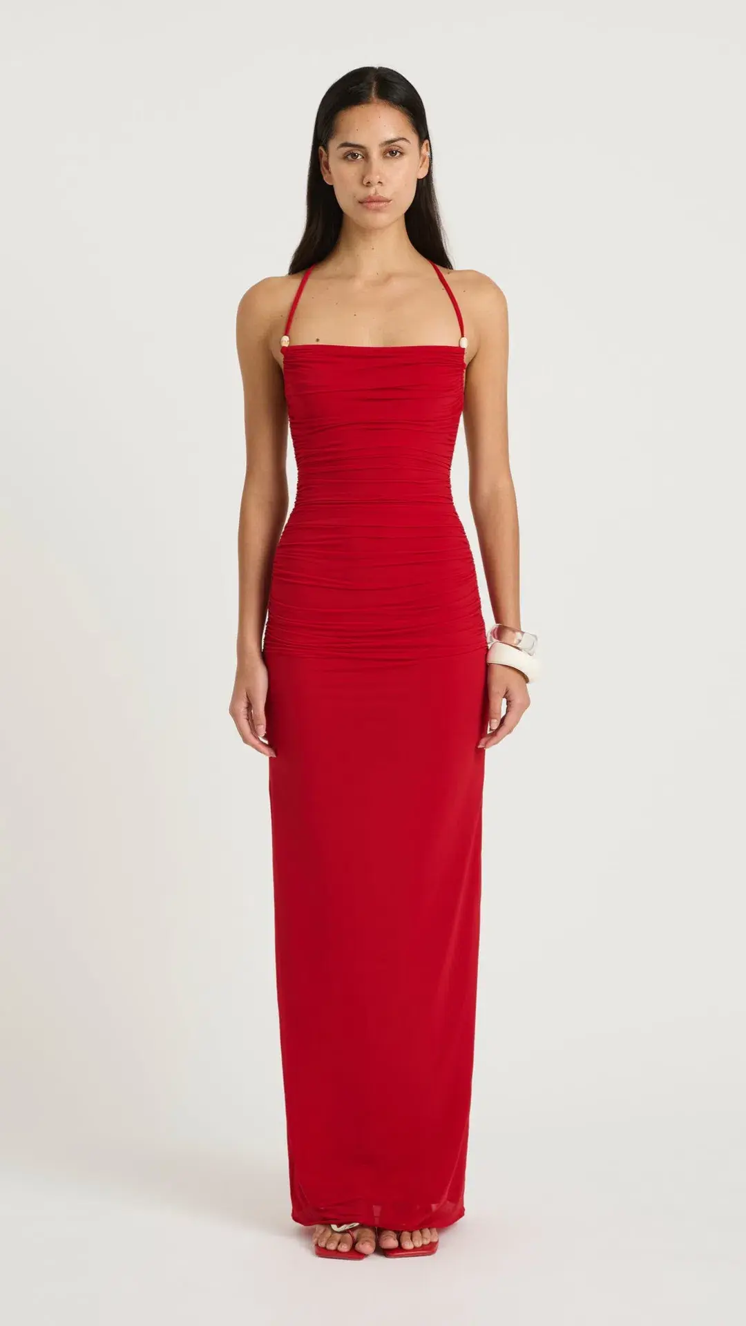Benni Andy Beaded Maxi Dress in Red Size 10  - Image 4