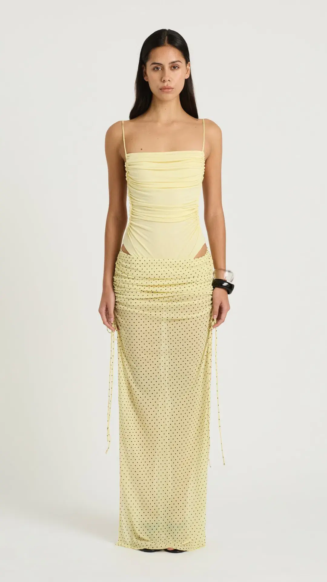 Benni Tanner Bodysuit & Ayla Maxi Skirt in Butter & Butter Micro Polka Size 6 - Image 1