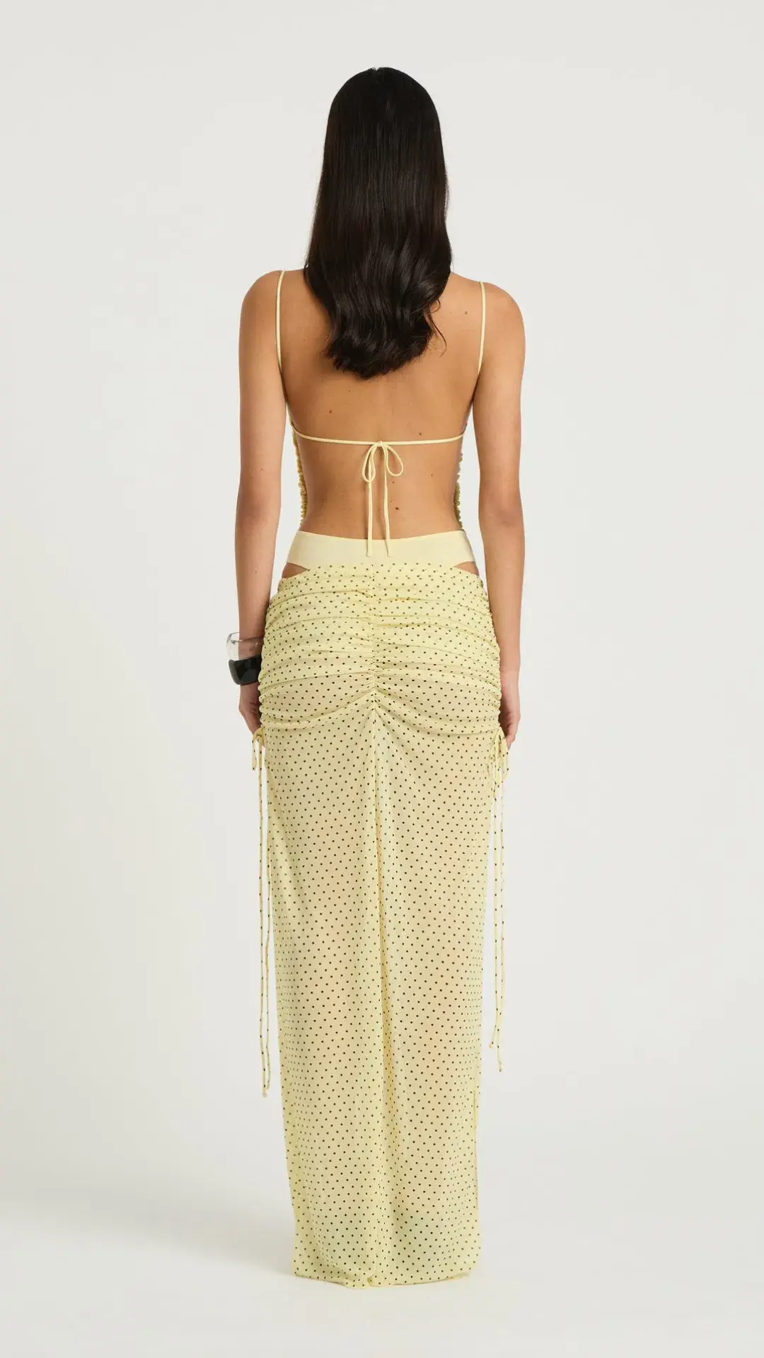 Benni Tanner Bodysuit & Ayla Maxi Skirt in Butter & Butter Micro Polka Size 6 - Image 2