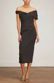 Rachel Gilbert Matteo Midi Dress in Black RG 1 / AU 10  - Image 4