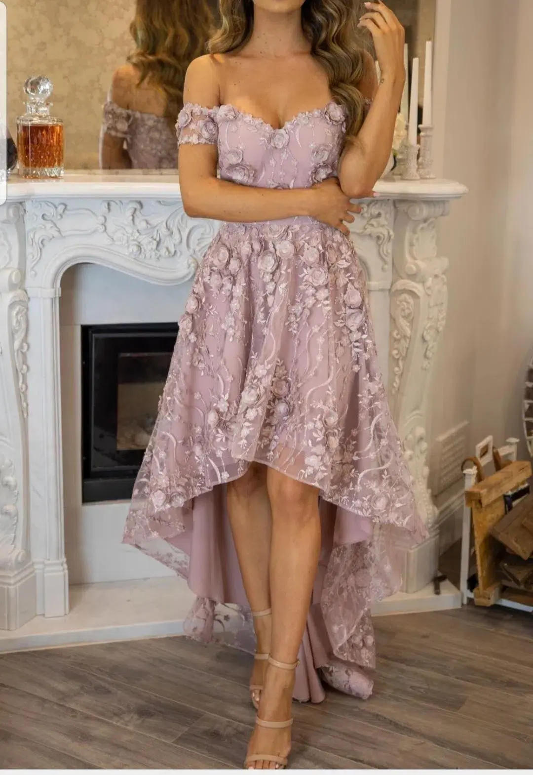 Marian Rahme Rosetta Hi-Low Gown Pink Size 8 - Image 5