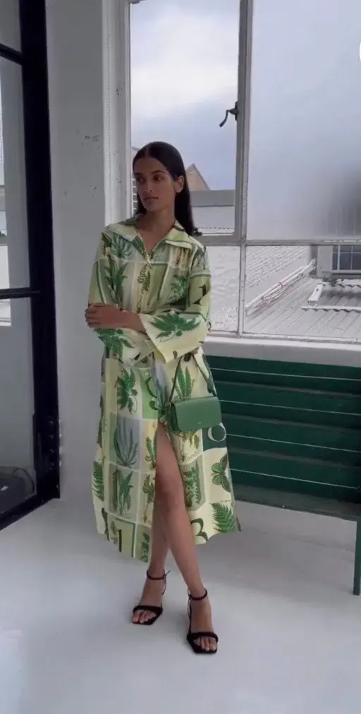 Oroton Fern Garden 100% Silk Shirt Column Dress Size 10 fit 12 NWT - Image 2