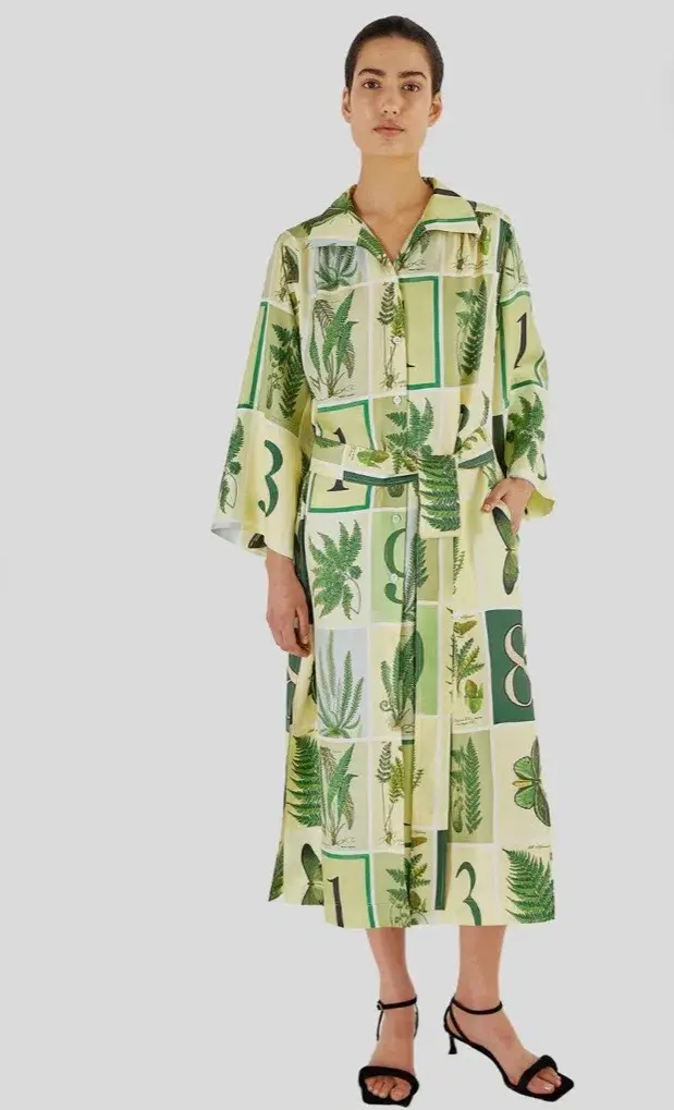 Oroton Fern Garden 100% Silk Shirt Column Dress Size 10 fit 12 NWT - Image 5