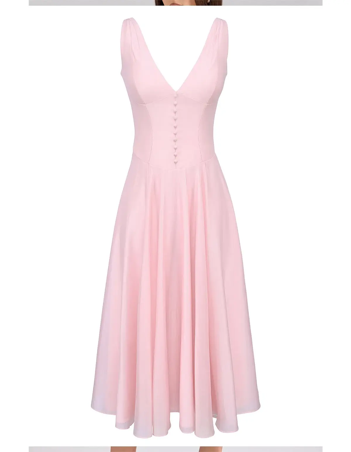 House of CB SAMIRA Pink Chiffon Button Midi Dress - Image 3