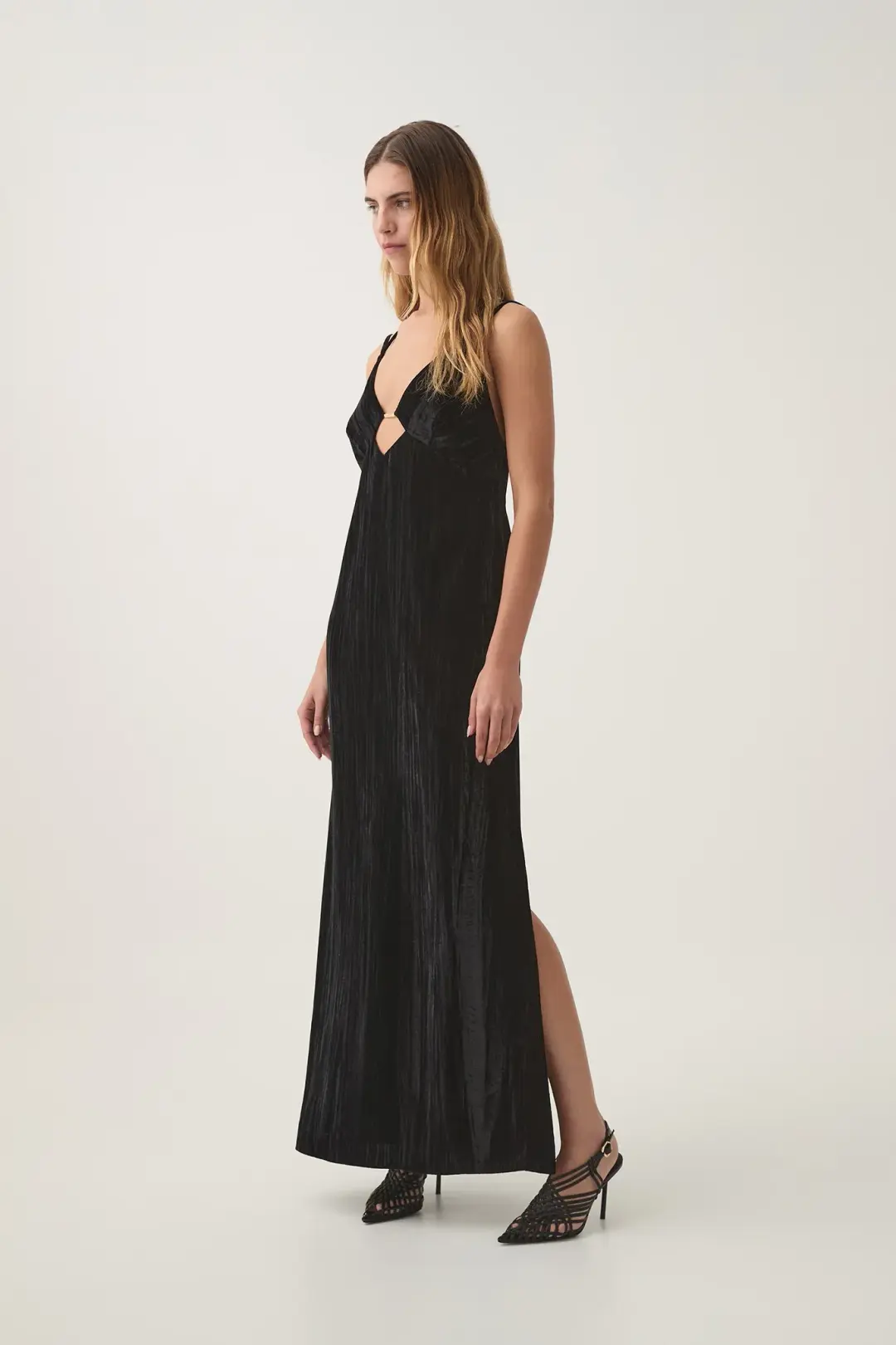 AJE Moonbow Velvet Maxi Dress in Black Size L AU&UK 12  for rent on The Volte - main image