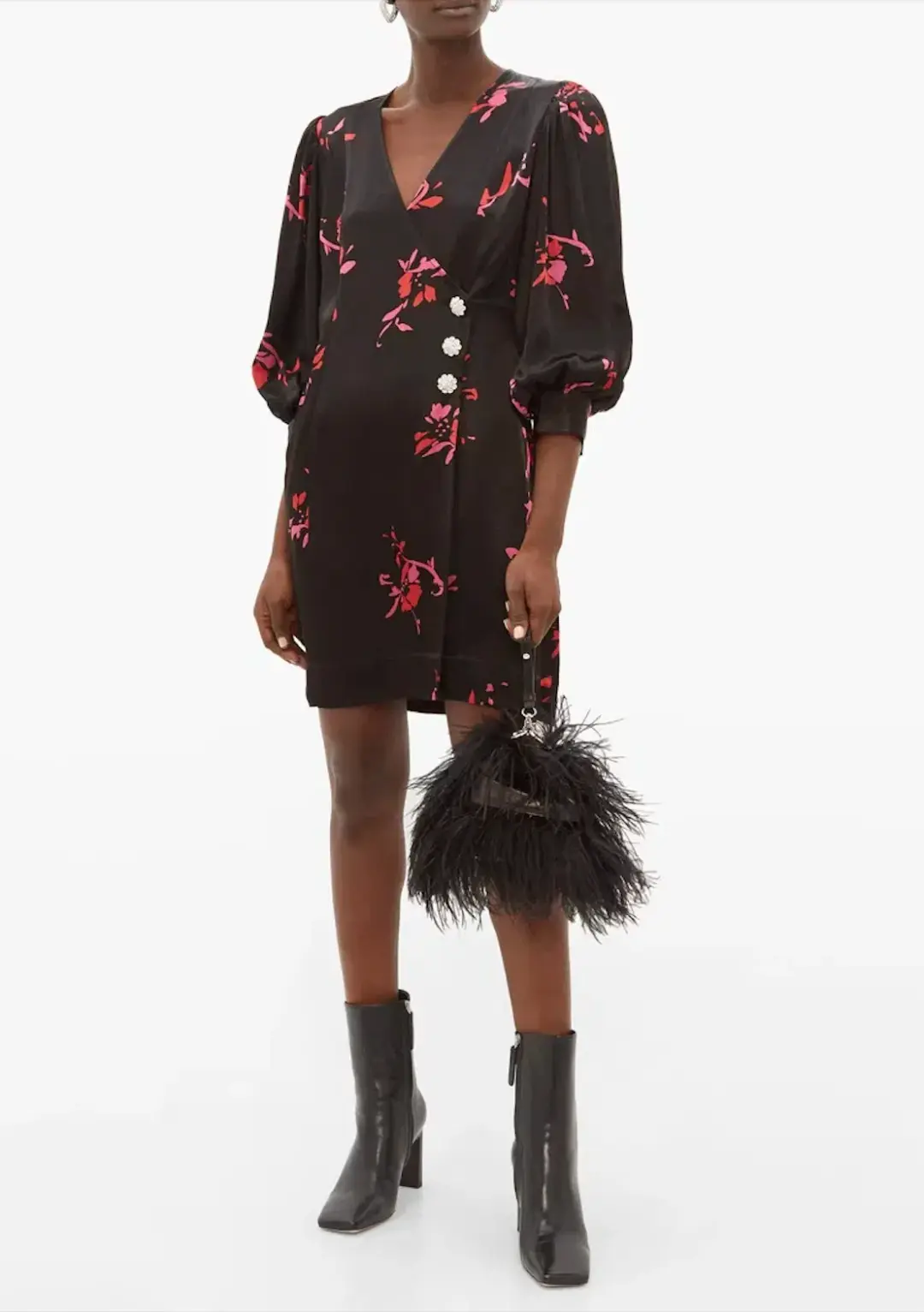 Ganni Crystal Button Floral Mini Dress Size AU 8 / S for rent on The Volte - main image