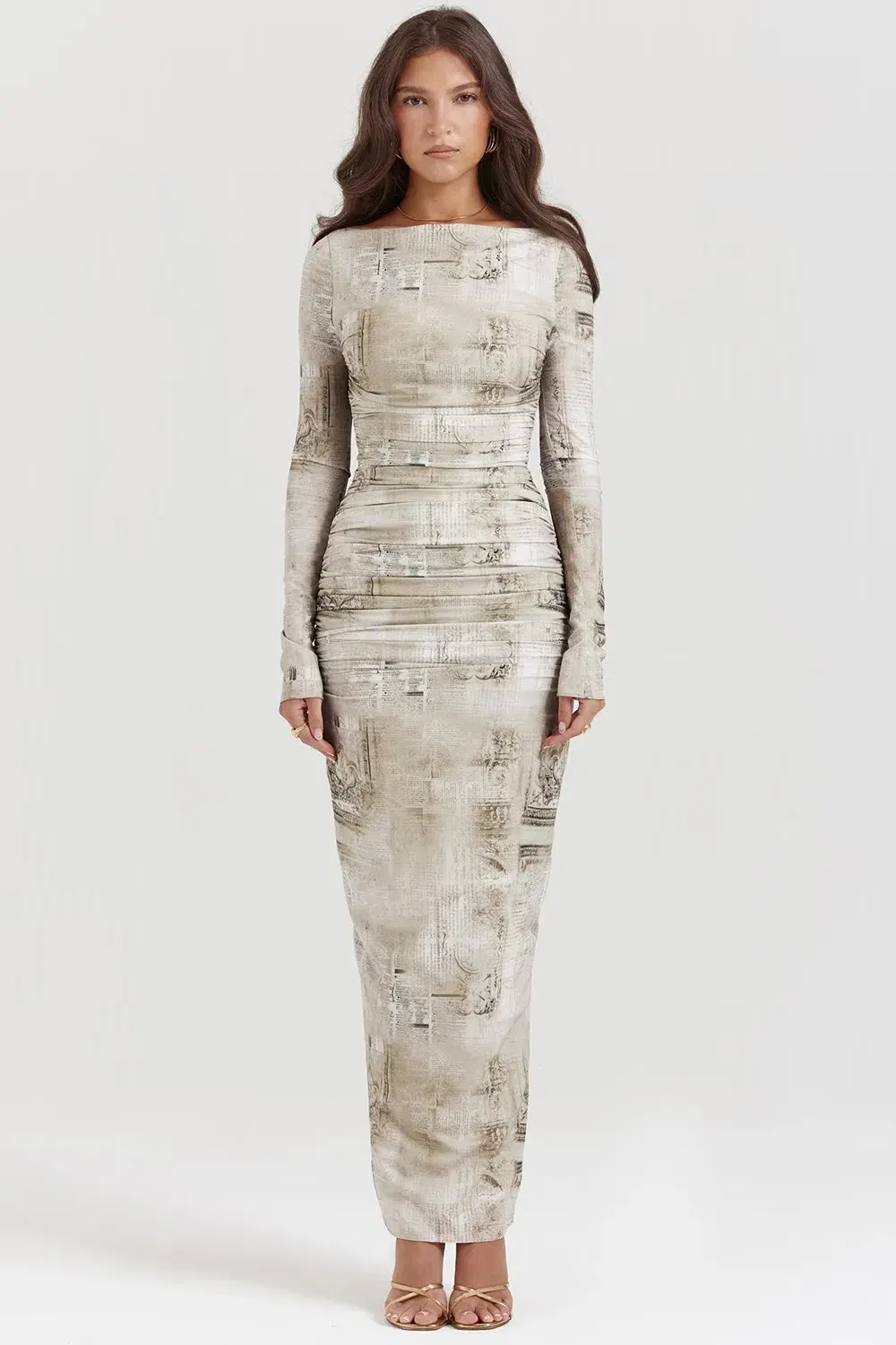 House of CB Lanetta Sage Print Maxi Dress Size AU 6 / XS for rent on The Volte - main image