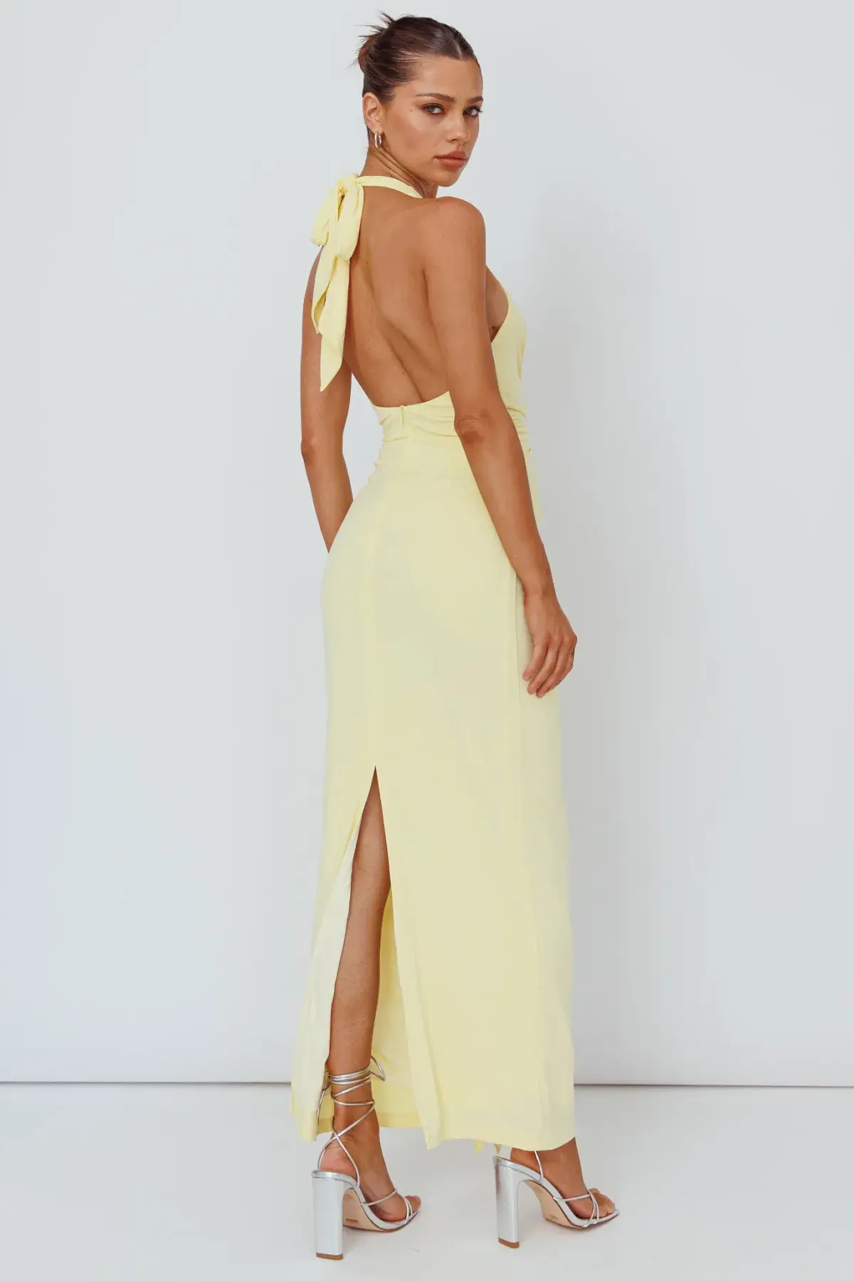 Hello Molly Mixing It Up Halter Maxi Dress Yellow Size: S - Image 2