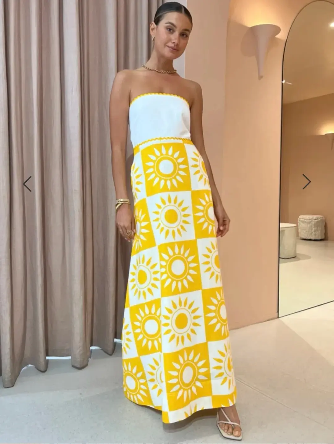 By Nicola Wavy Strapless Maxi Dress in Large Sol Size 6 for rent on The Volte - main image