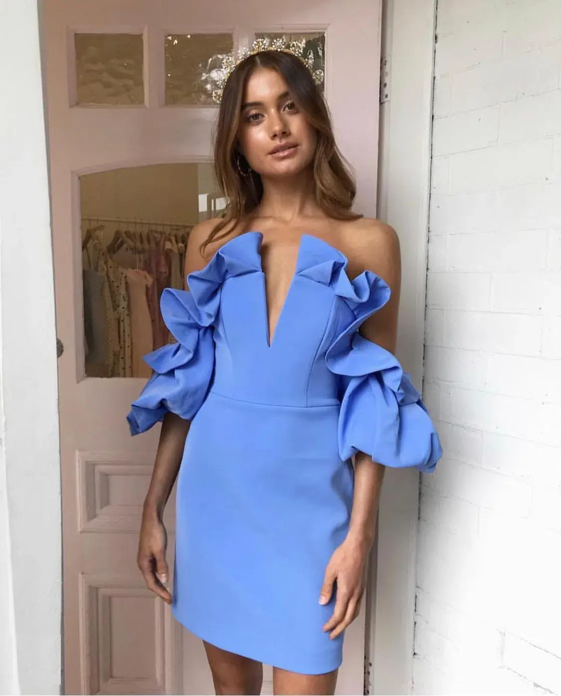 Acler Hitching Mini Dress Blue Size 8 - Image 1