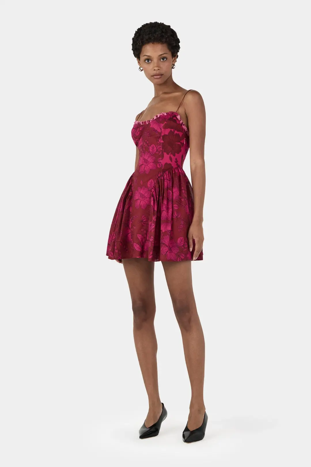 Hansen And Gretel Cordelia Mini Dress Magenta Floral Size 10 for rent on The Volte - main image