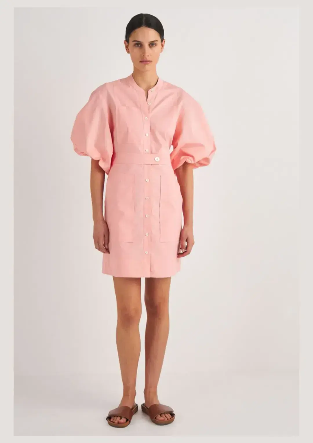 Oroton Foxglove Short Utility Dress In Primrose | Size AU 10  for rent on The Volte - main image