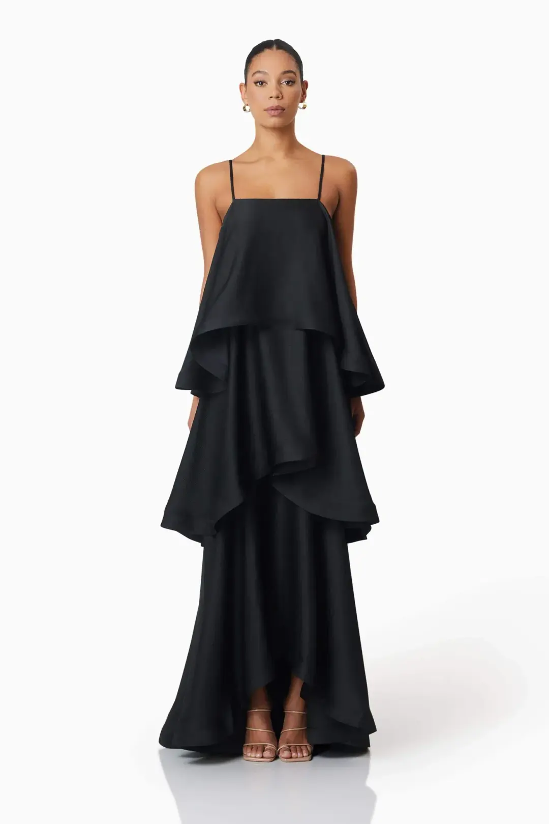 Elliatt Tilly Tiered Maxi Dress size XL / 14 Black  for rent on The Volte - main image