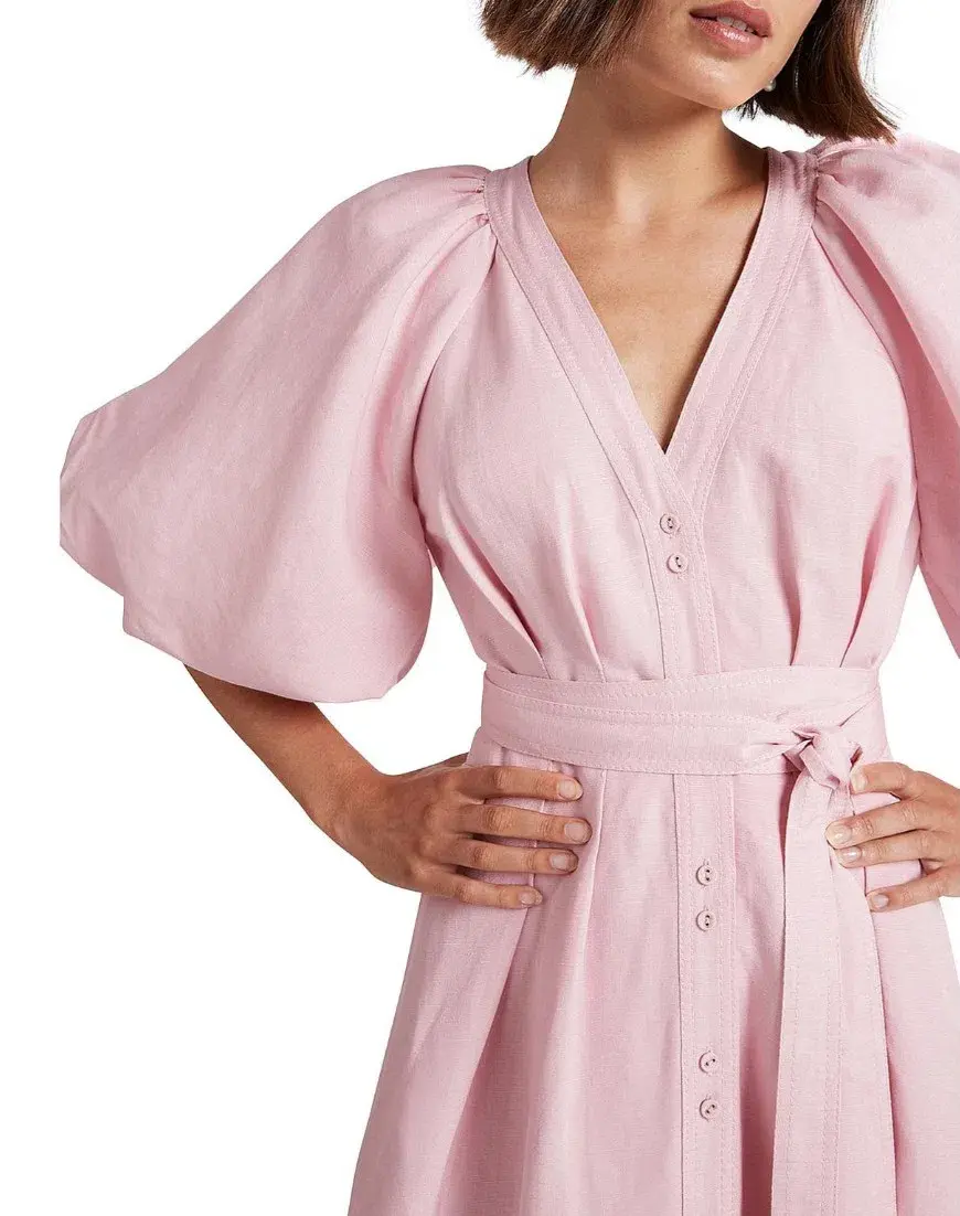 Aje Evermore Midi Dress Rose Pink Size 14 for rent on The Volte - main image