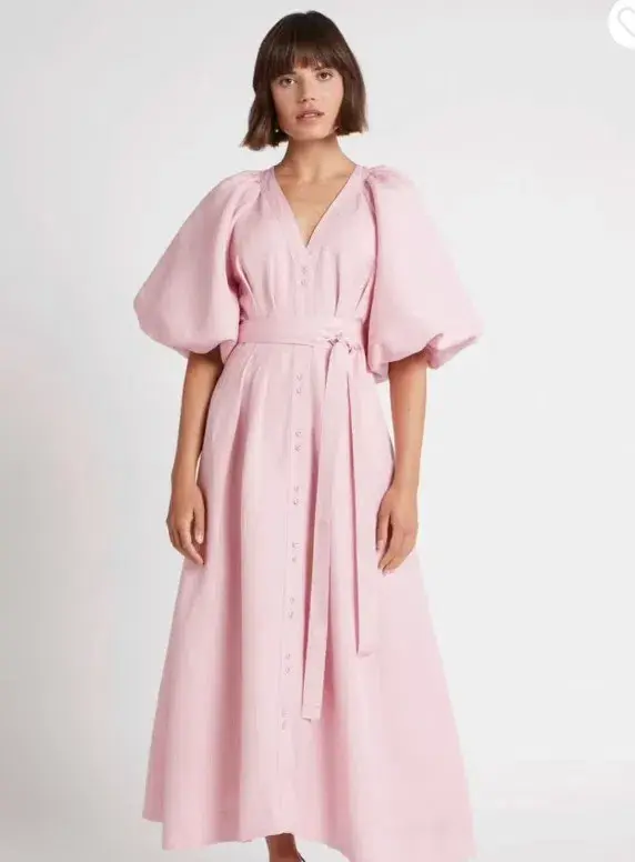 Aje Evermore Midi Dress Rose Pink Size 14 for rent on The Volte - main image