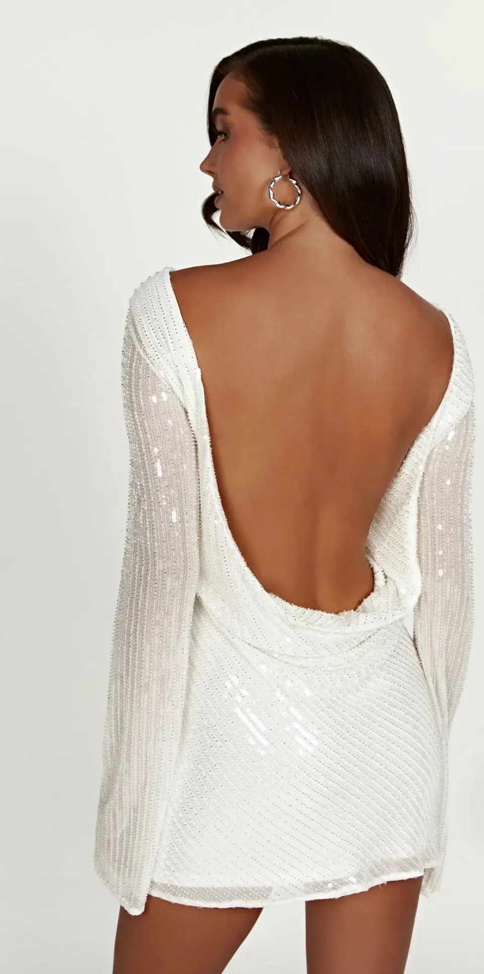 Meshki - Nala Sequin White Mini Dress- Size M - Image 2