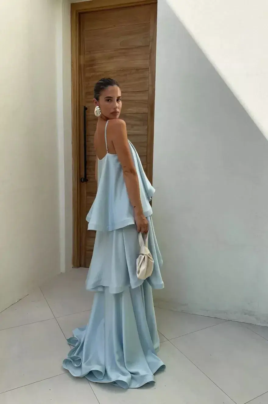 Elliatt Tilly Tiered Maxi Dress in Blue Size S - Image 2