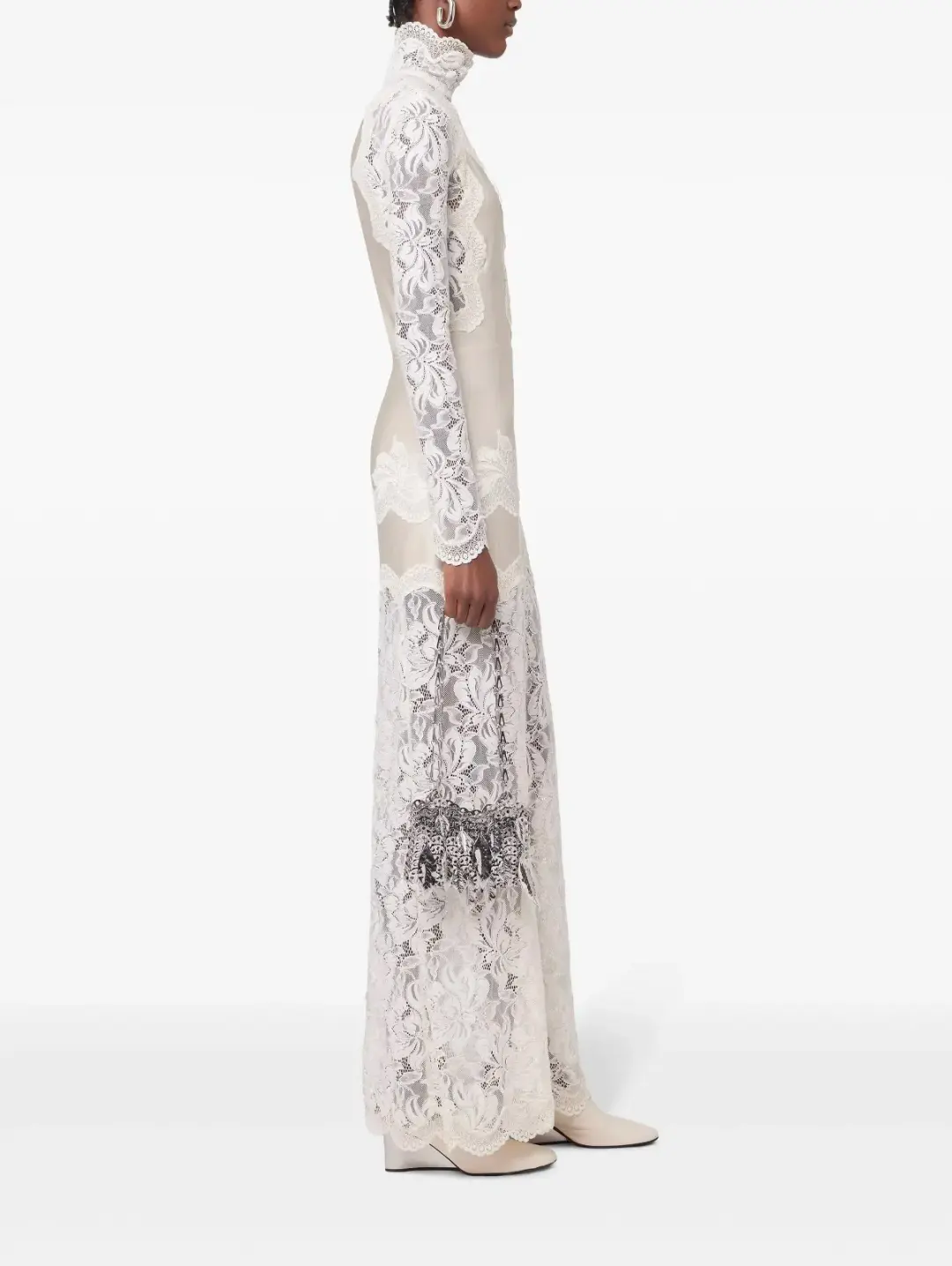 Rabanne White Lace Jersey Maxi Dress size 36 for rent on The Volte - main image