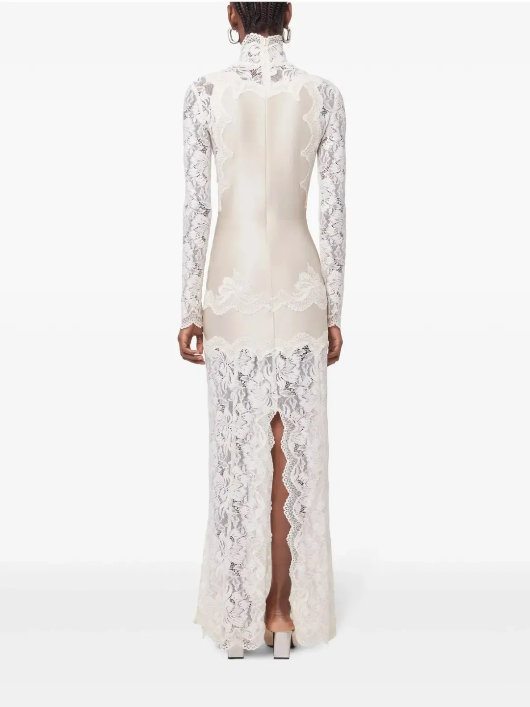 Rabanne White Lace Jersey Maxi Dress size 36 for rent on The Volte - main image
