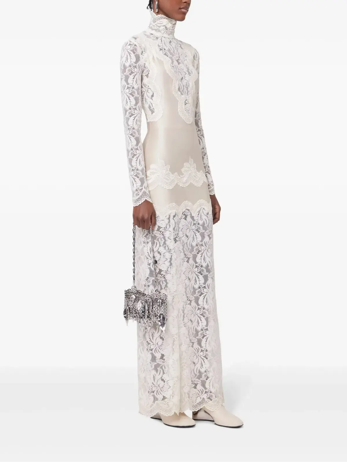 Rabanne White Lace Jersey Maxi Dress size 36 - Image 2