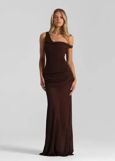 NATALIE ROLT CADENCE MAXI GOWN BROWN SIZE 8 for rent on The Volte - main image