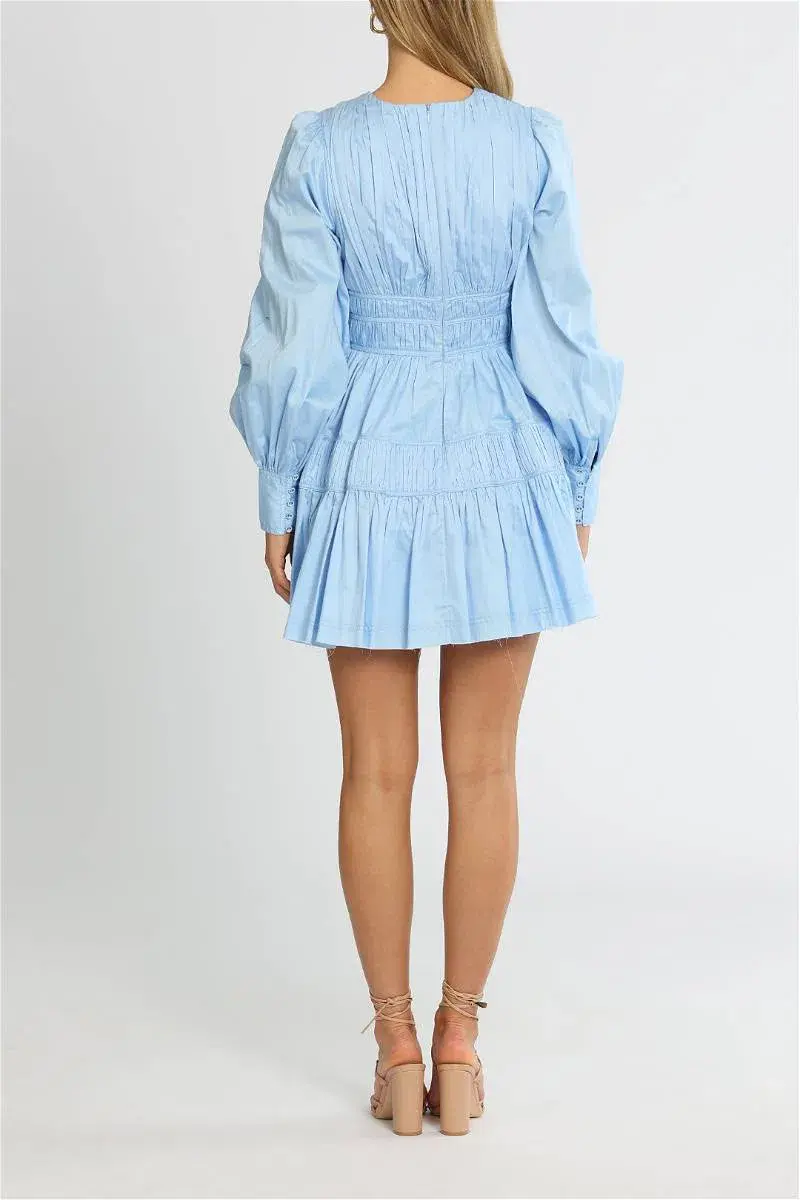 Aje Fallingwater Gathered Mini Dress size 8 Blue for rent on The Volte - main image