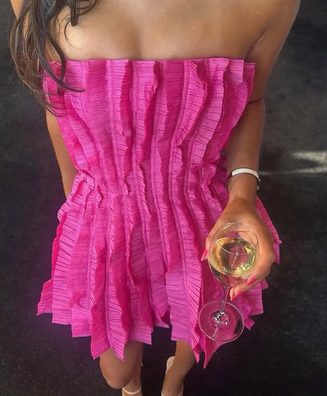 Aje Hybrid Sleeveless Mini Dress Size 8 Fuchsia Rose  for rent on The Volte - main image