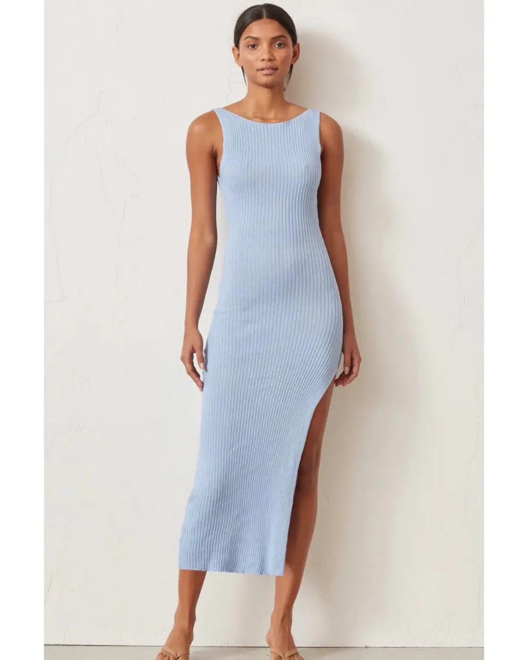 Bec & Bridge Riviera Knit Midi Dress Sky Blue Size AU 6 for rent on The Volte - main image