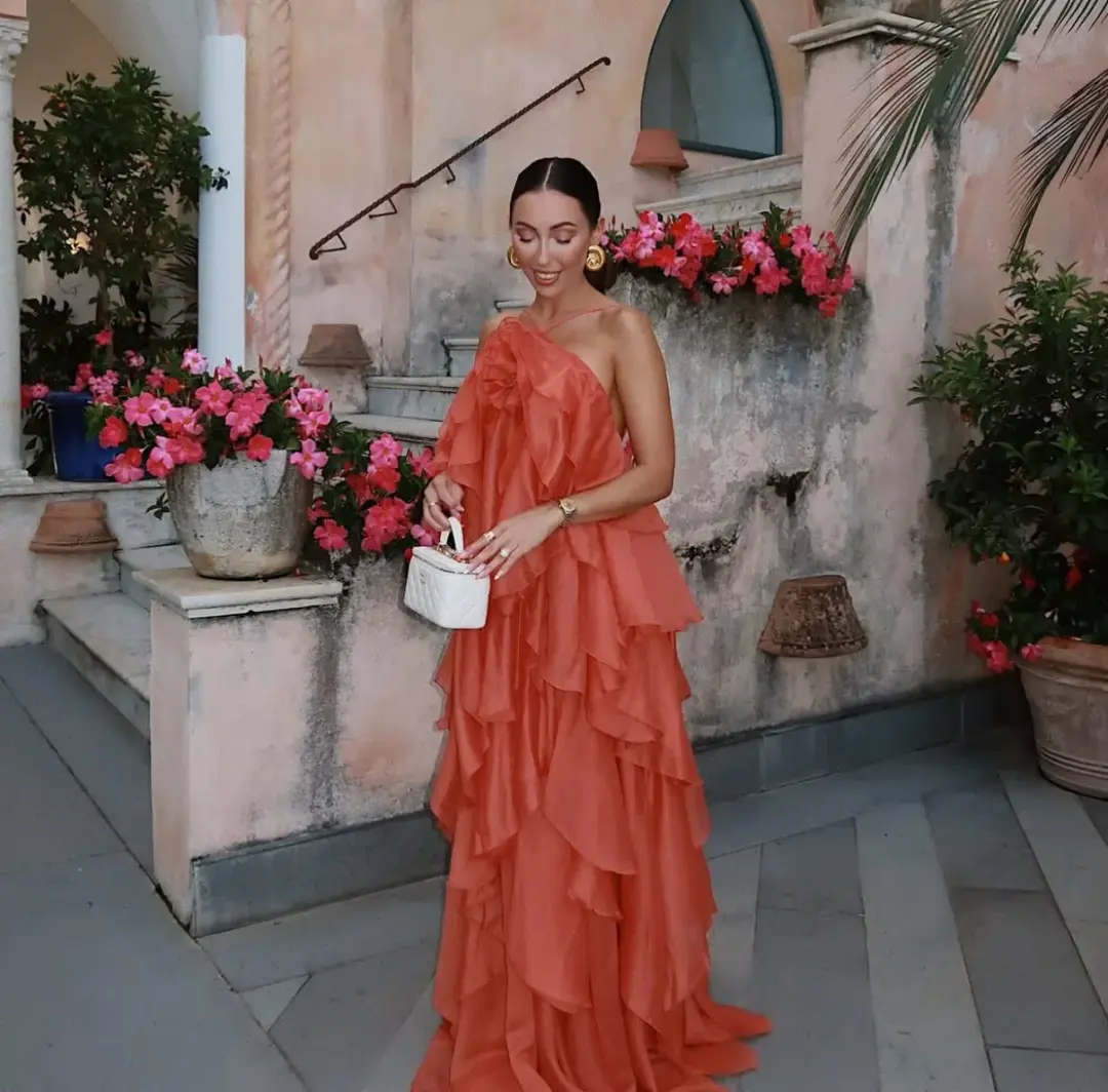 Aje / Pandorea Layered Maxi Dress / Coral Clay / (Fits 12-16) for rent on The Volte - main image