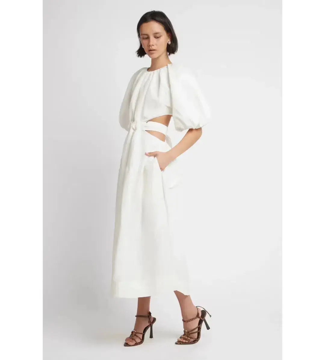Aje Mimosa Cutout Midi Dress In Ivory - Size 8 for rent on The Volte - main image
