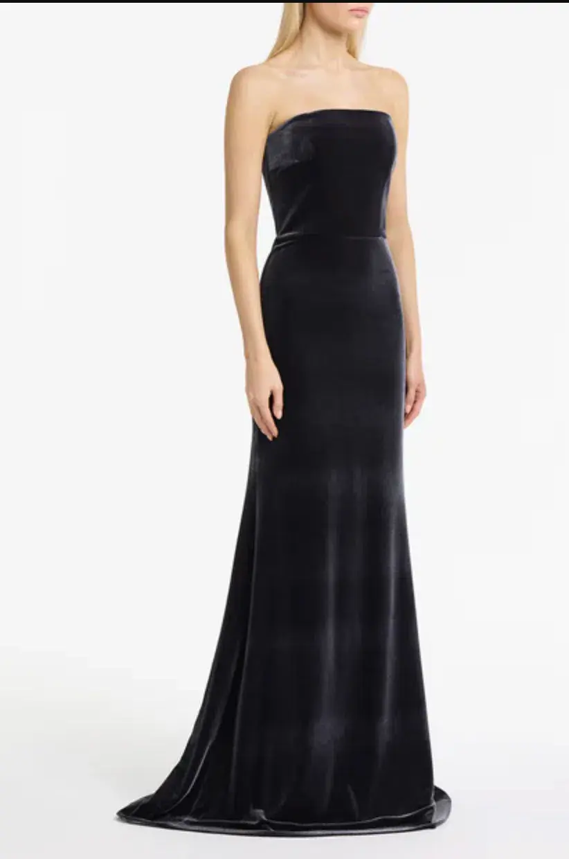 Carla Zampatti Midnight Velvet strapless gown, size 6 for rent on The Volte - main image