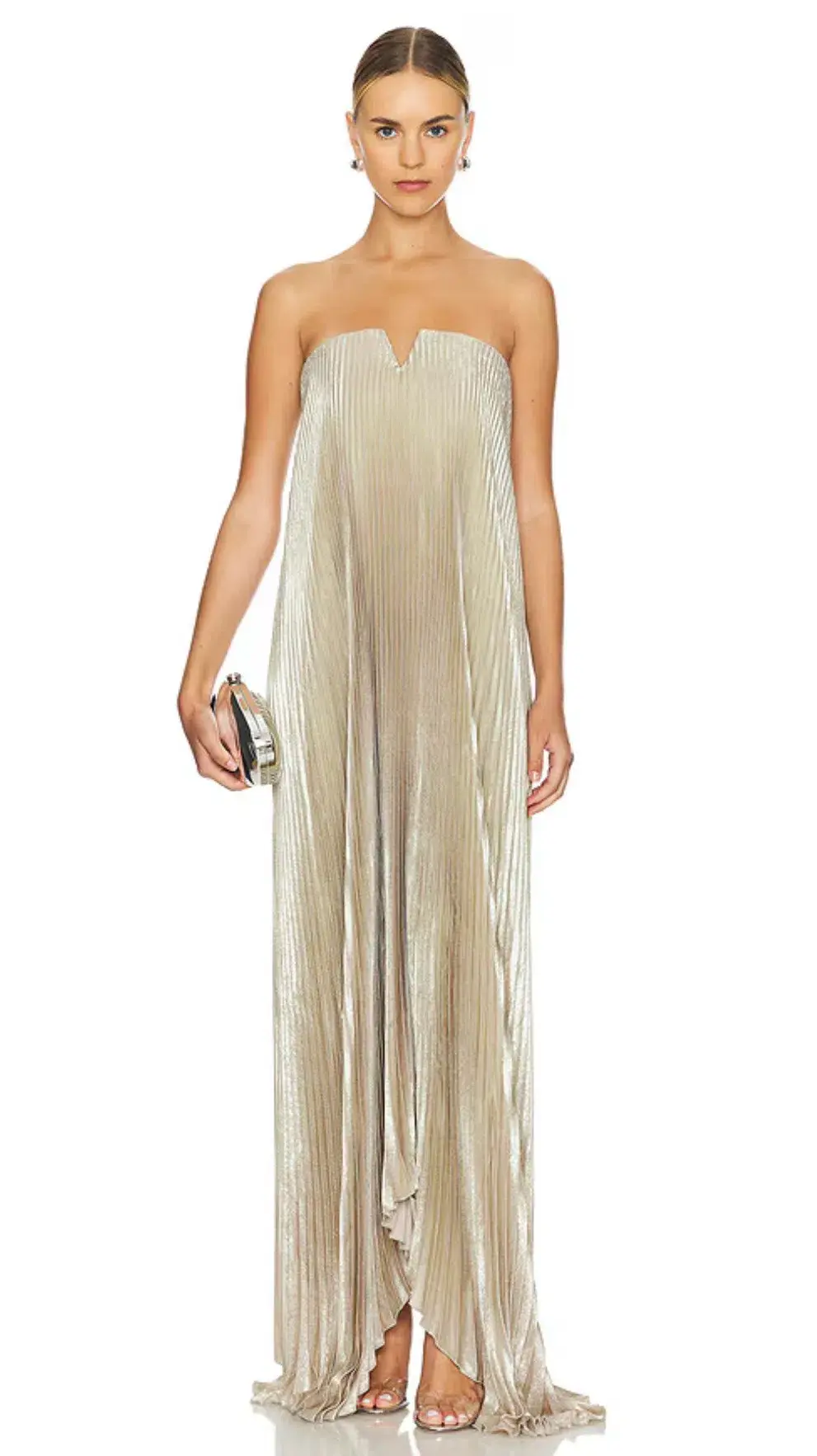 L’IDEE Black Tie Gown- Gold Shimmer Size 10  for rent on The Volte - main image