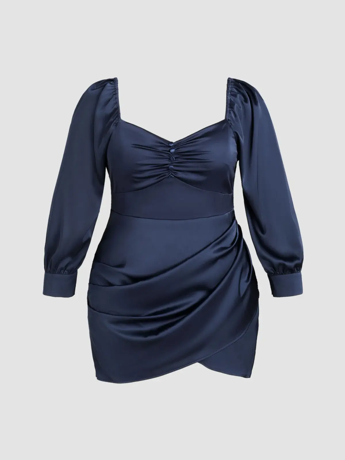 Ruched Navy Mini Dress Size 22 - Image 1