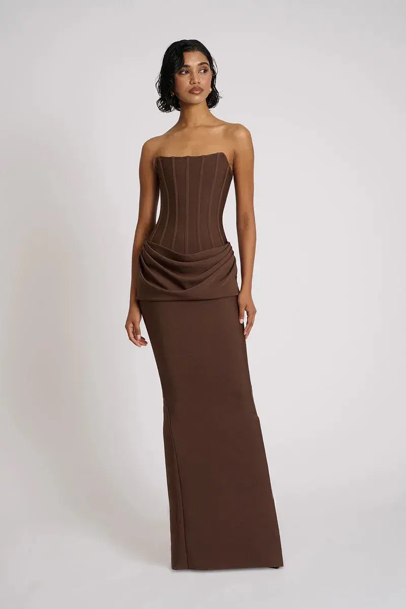 Eliya the label Hilda gown / Chocolate / Size 8 for rent on The Volte - main image