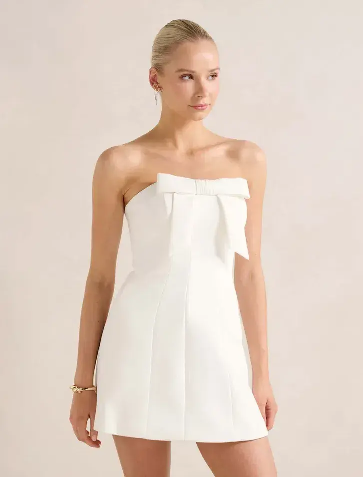 Harper Strapless Bow Mini Dress for rent on The Volte - main image