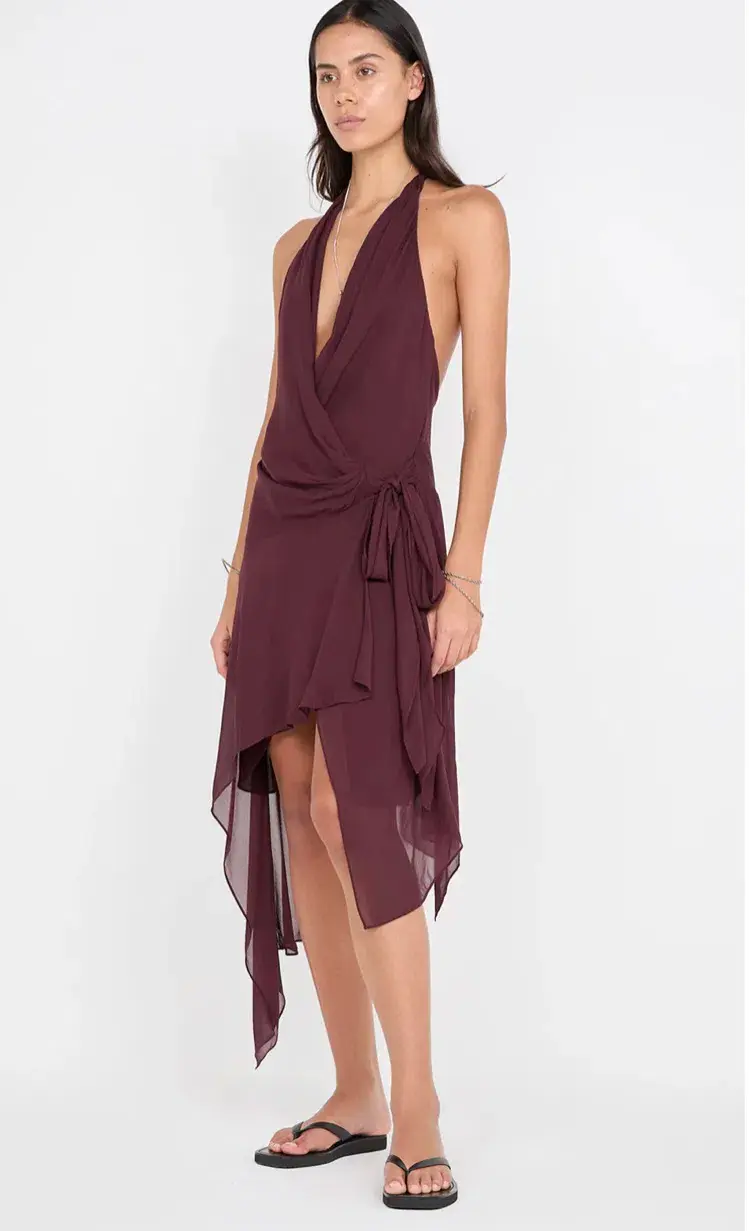 BEC + BRIDGE ROCHELLE WRAP MIDI DRESS SIZE 12 for rent on The Volte - main image