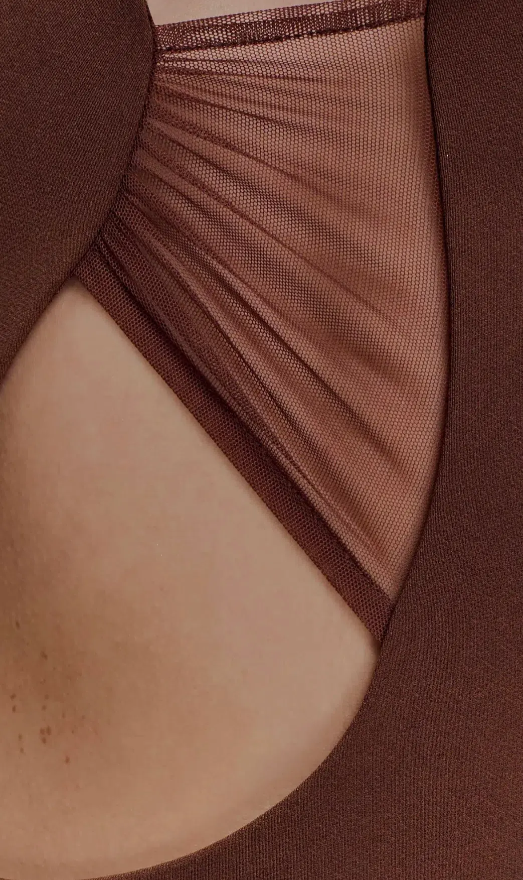 Meshki Aubree Crepe Mesh Maxi Dress - Chocolate  - Image 4