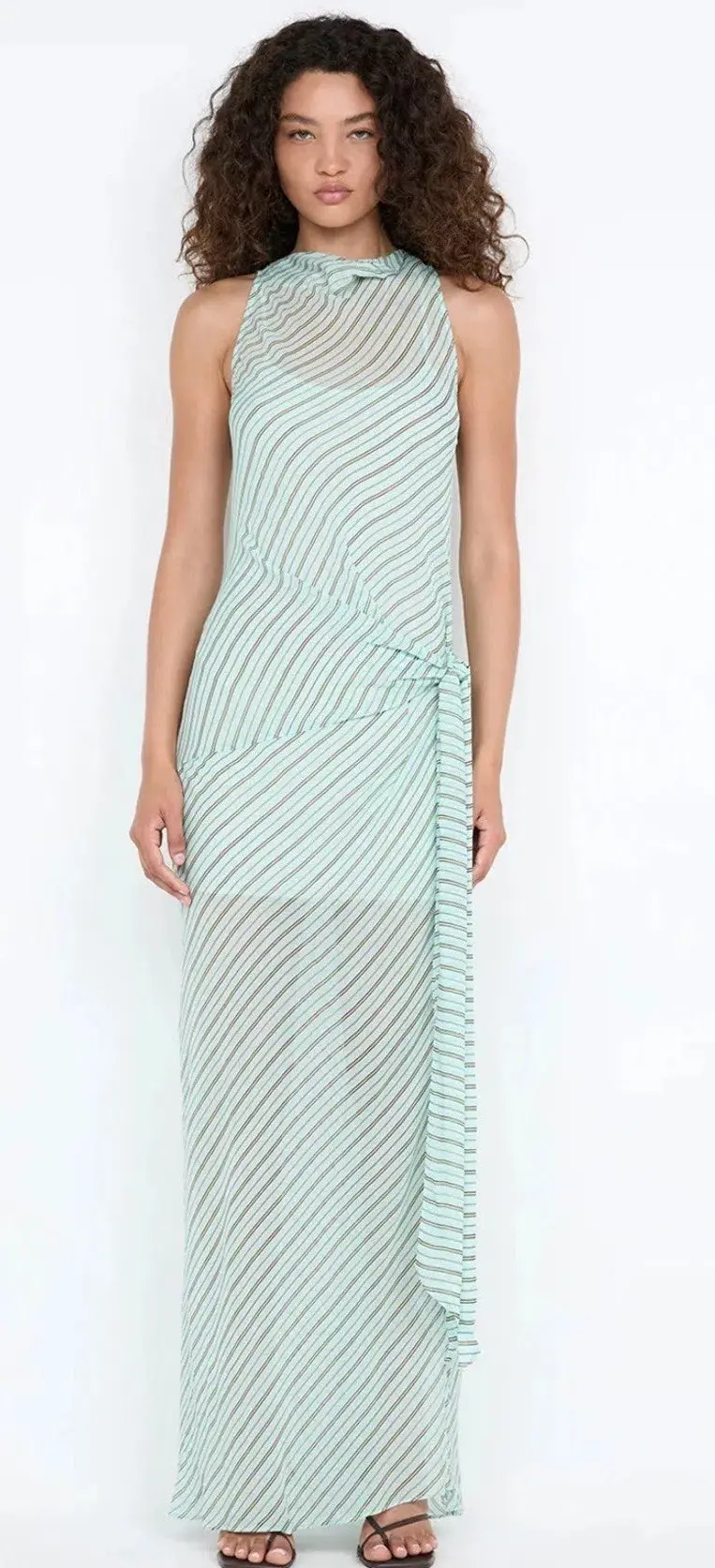 Bec + Bridge ALGARVE COWL NECK MAXI DRESS - MINT SLICE STRIPE for rent on The Volte - main image