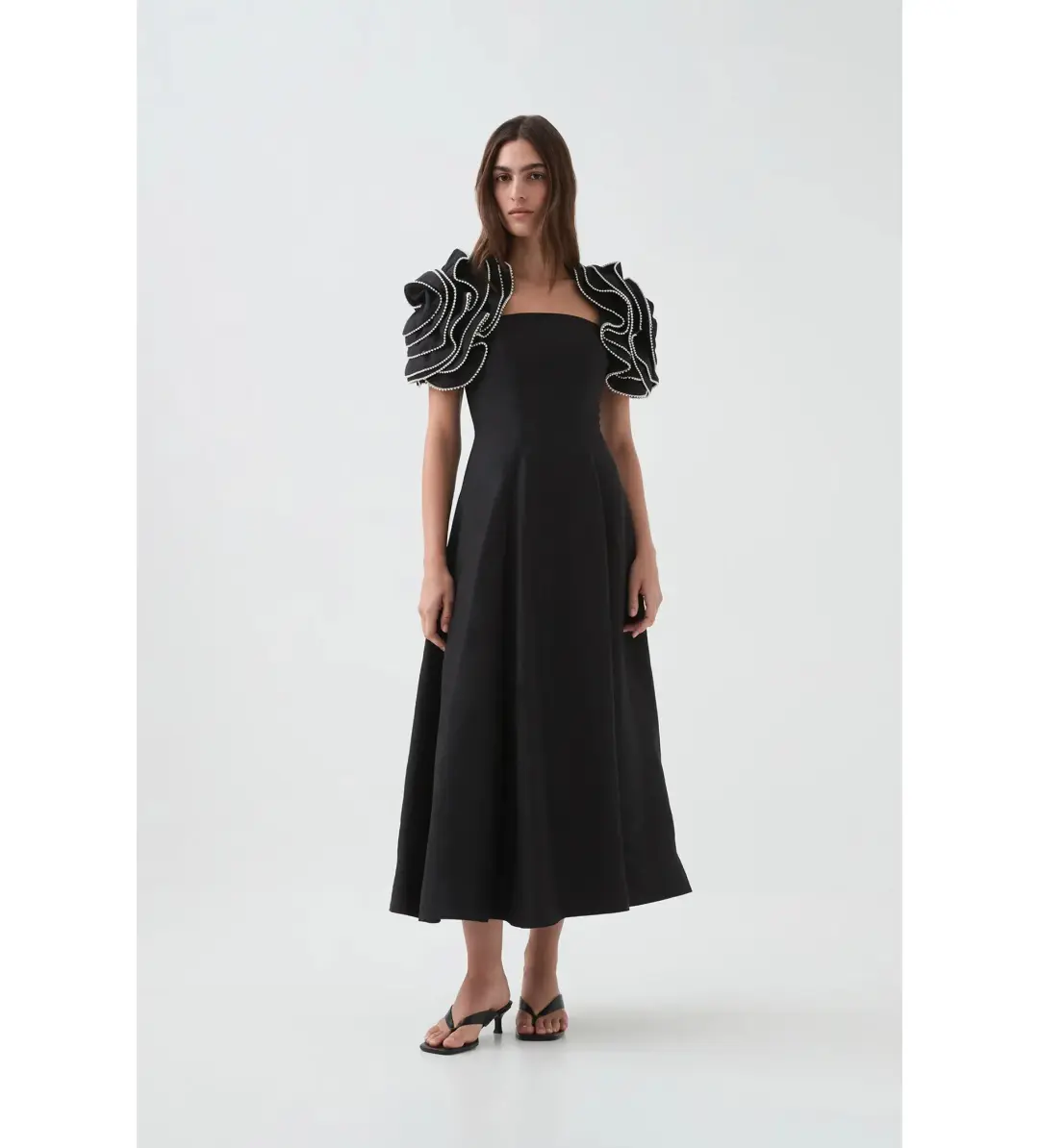 Aje Twyla Midi Dress Black Size 8 for rent on The Volte - main image