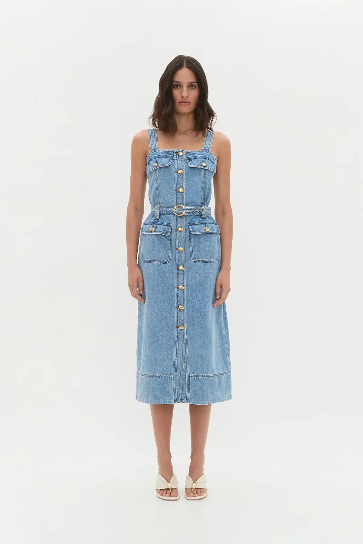 AJE HOLLAND DENIM MIDI DRESS (Size 14) - Image 1