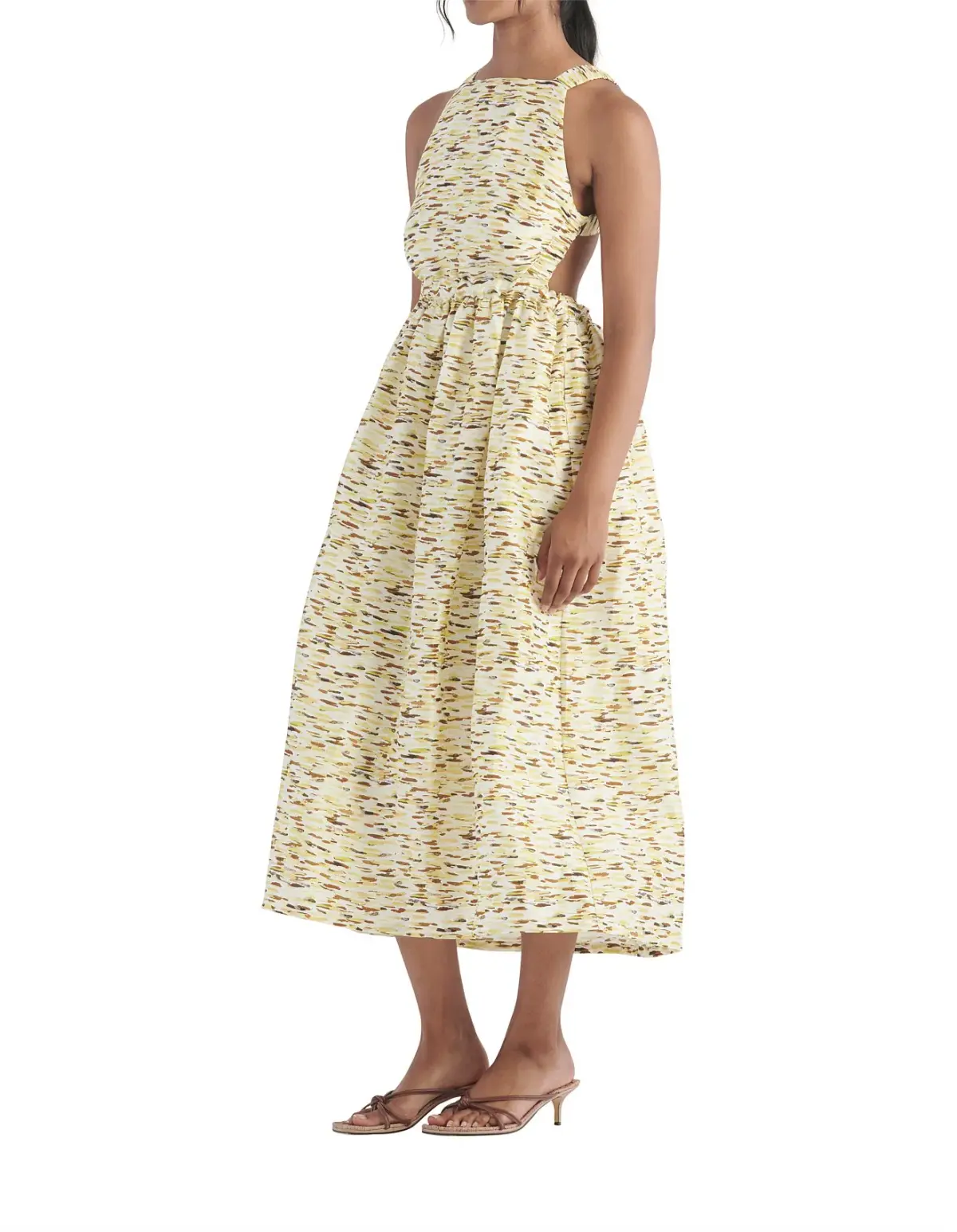 Elka Collective Mari Sleeveless Midi Dress in Citrus Print. Size 8 - Image 6