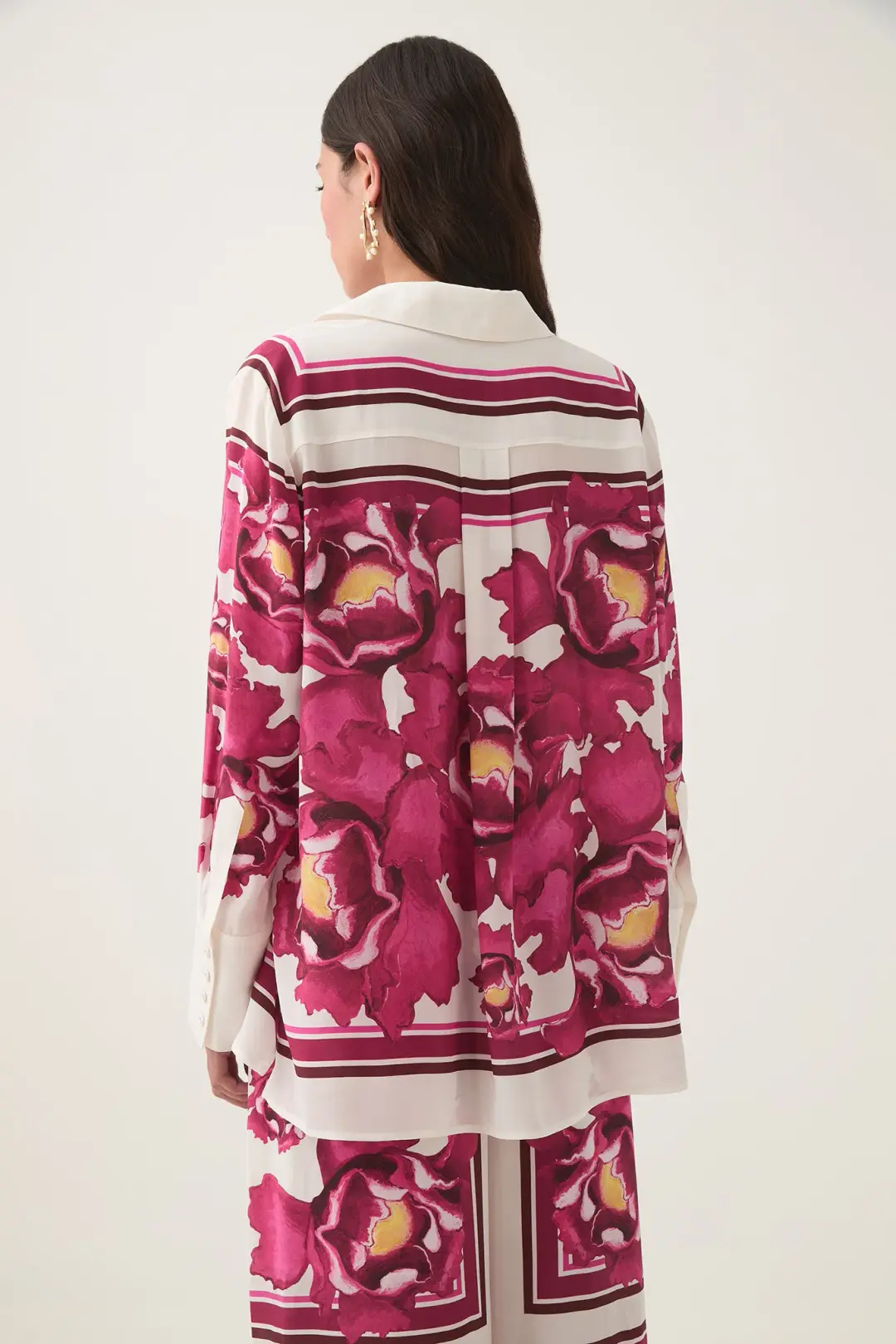 AJE ATOMIC SILK SHIRT AND RELAXED PANTS SET BOLDLY BLOOMING SIZE AU 10 & 12 for rent on The Volte - main image